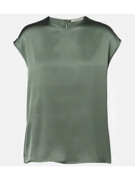Jedwabny top z jedwabiu Asceno zielony