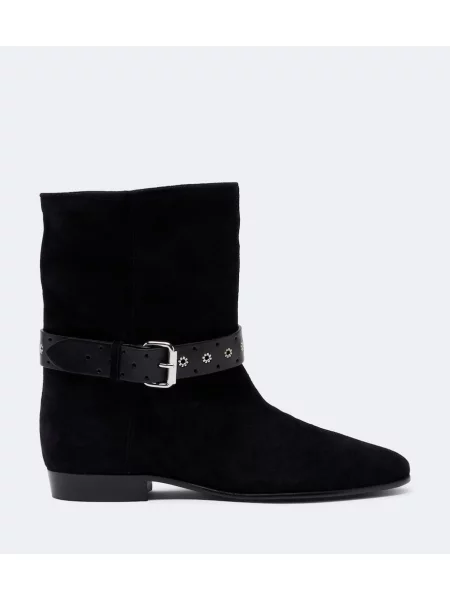 Cizme scurte Isabel Marant din piele de căprioară negru