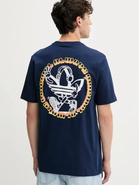 Тениска adidas Originals Trefoil Series Loose Tee с принт тъмносиньо