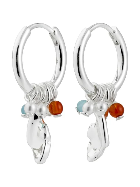 Pilgrim Uhani Sense / srebrna / transparentna rdeča