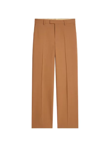 Lung pantaloni Dries Van Noten de lână portocaliu