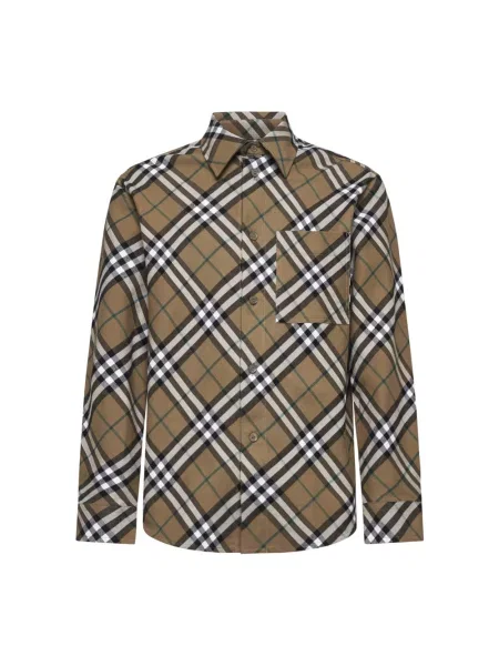 Koszula Burberry wełniana w kratkę zielona