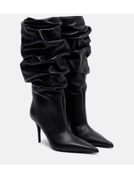 Botine Amina Muaddi din piele negru