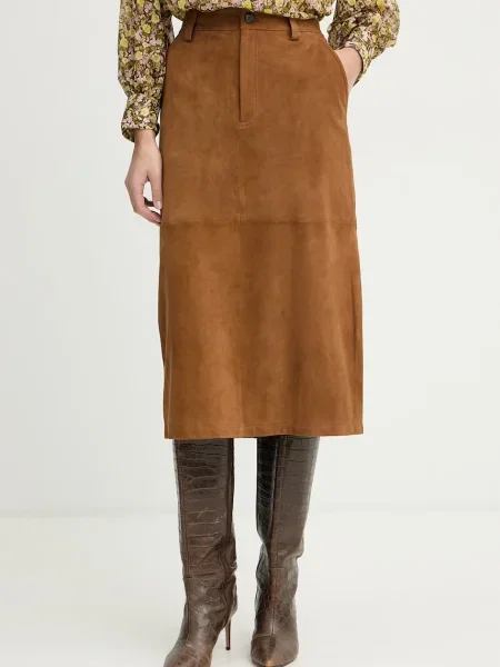 Marella fustă din piele întoarsă ZEUS maro