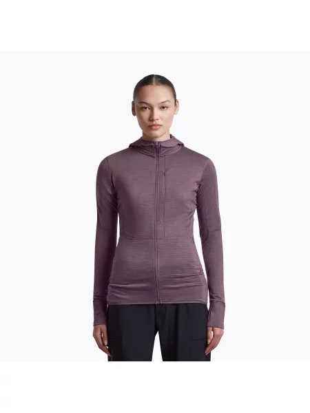 Bluză de trekking pentru femei Icebreaker Merino Realfleece Descender Half Zip Hoodie grey plum gri