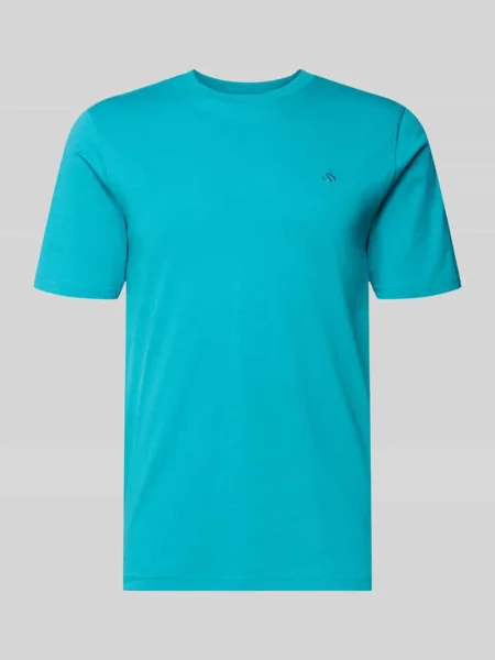 T-shirt w kroju regular fit z haftowanym logo Scotch & Soda niebieska