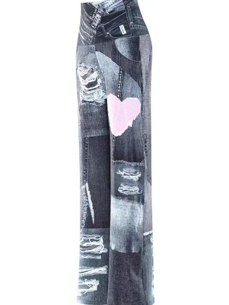 Winshape Športové nohavice sivá / sivý denim / ružová biela