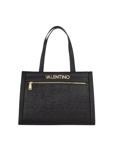 Lniana torebka Valentino By Mario Valentino czarna