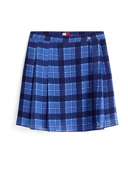 Tommy Jeans fustă bleumarin mini evazați alb