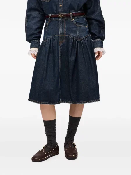 Fustă din denim Ganni albastru