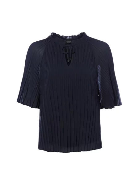 Bluzka w stylu koszuli o kroju regular fit w plisowanym wyglądzie S.oliver Black Label czarna
