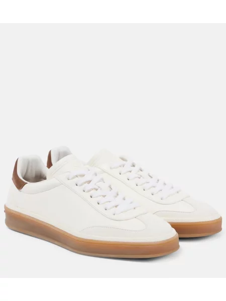 Sneakerși Loro Piana din piele de căprioară tenis alb