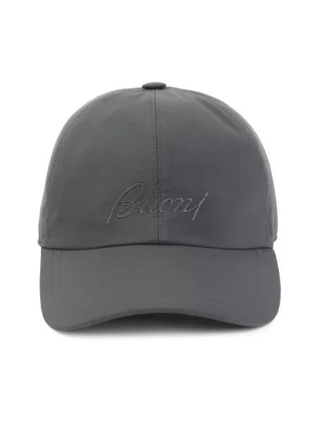 Haftowana czapka z daszkiem Brioni szara