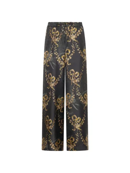 Pantaloni palazzo Pierre-louis Mascia de mătase cu model floral cu imagine negru