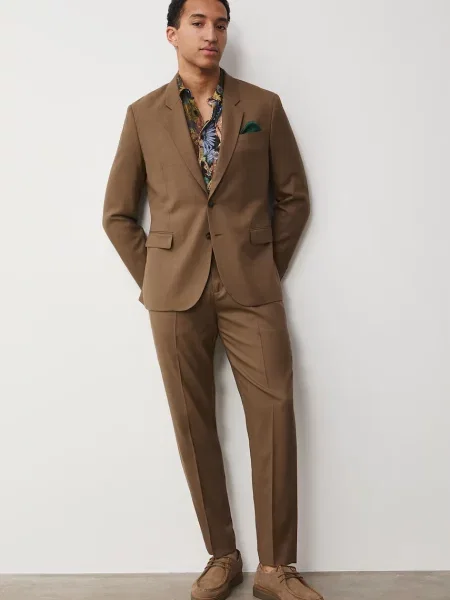 Medicine pantaloni chinos pentru bărbați din lână maro