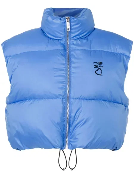 Kamizelka jeansowa Moschino Jeans o krotszym kroju niebieska