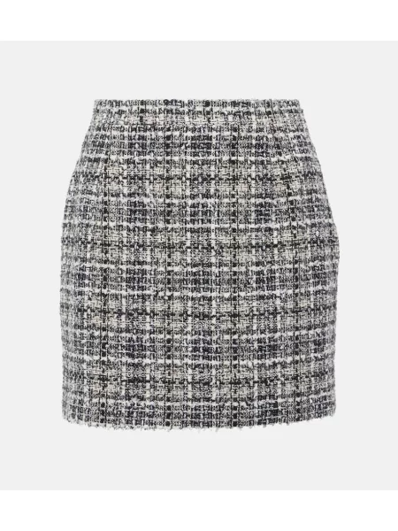 Fustă Alessandra Rich în carouri din tweed negru