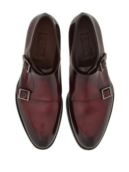 Pantofi monk Ferragamo din piele roșu