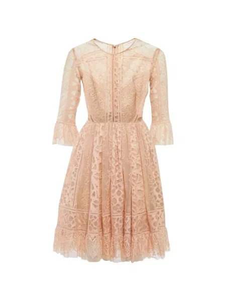 Rochie Elie Saab cu volane din dantelă roz