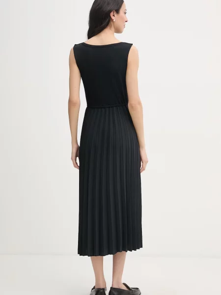 Tommy Hilfiger Sukienka Z Mieszanki Materiałów Z Plisami schwarz czarna
