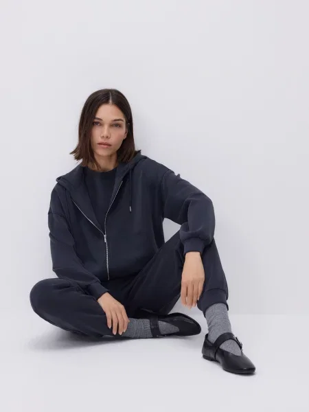 Reserved Світшот oversize темно-сірий сірий