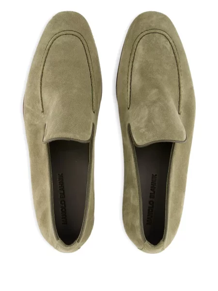 Pantofi loafer Manolo Blahnik din piele de căprioară verde