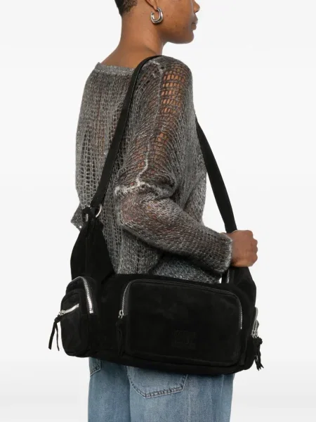 Geanta crossbody Marge Sherwood din piele de căprioară cu autograf negru