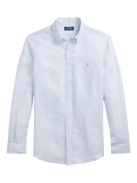 Satynowa koszula Polo Ralph Lauren w paski z nadrukiem brązowa