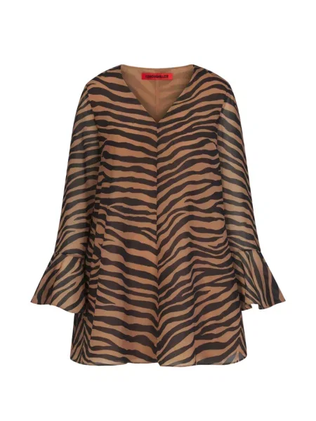 Rochie mini Simon Miller cu imagine cu dungi de tigru maro