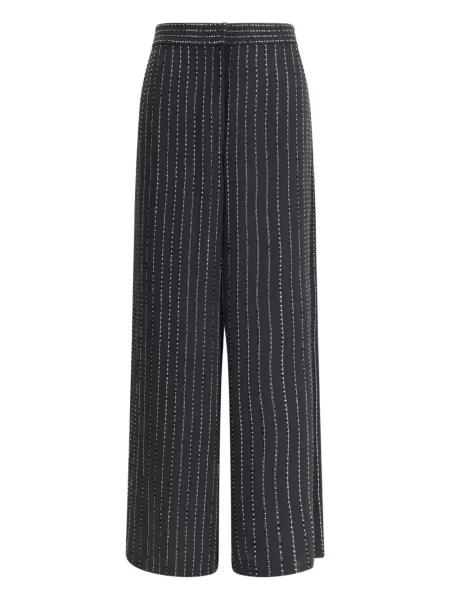 Pruhované kalhoty Giorgio Armani s flitry černé