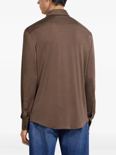 Cămașă Zegna de mătase maro