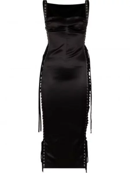 Rochie midi Dolce & Gabbana fără mâneci din dantelă negru