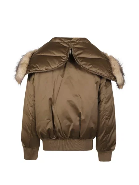 Geacă bomber Michael Kors din satin cu glugă maro