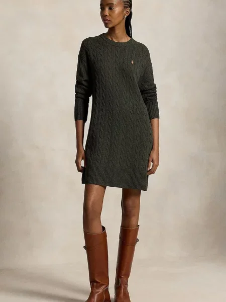 Polo Ralph Lauren rochie tricotată din lână verde