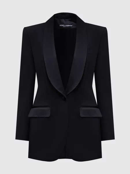 Жакет з вовни та шовку Dolce&gabbana чорний