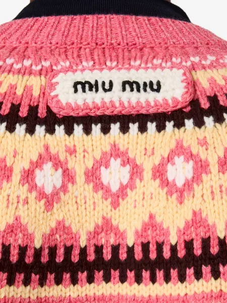 Cardigan Miu Miu din jacard roz