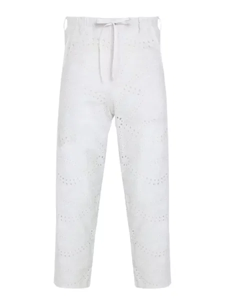 Pantaloni Amir Slama cu broderie alb