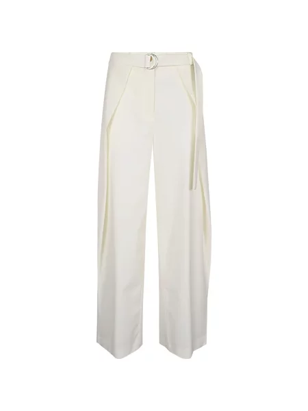Cu centură pantaloni Erika Cavallini din țesătură twill alb