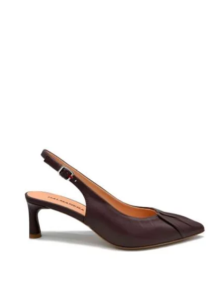 Czółenka Halmanera skórzana z otwartą piętą brązowa