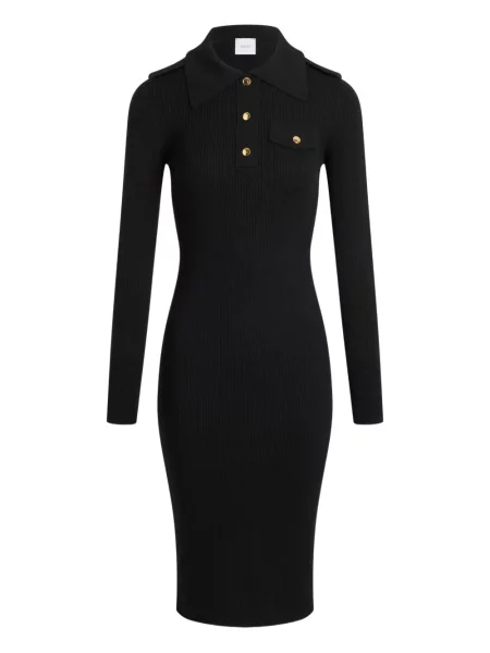 Sukienka midi Patou do kolan garniturowa prążkowana czarna