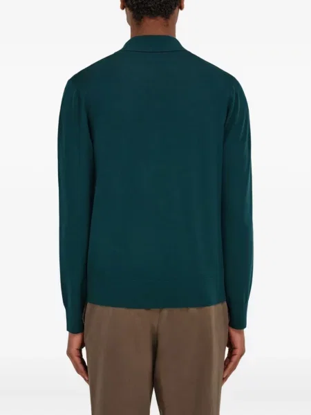 Polo Ferragamo de lână cu mâneci lungi verde