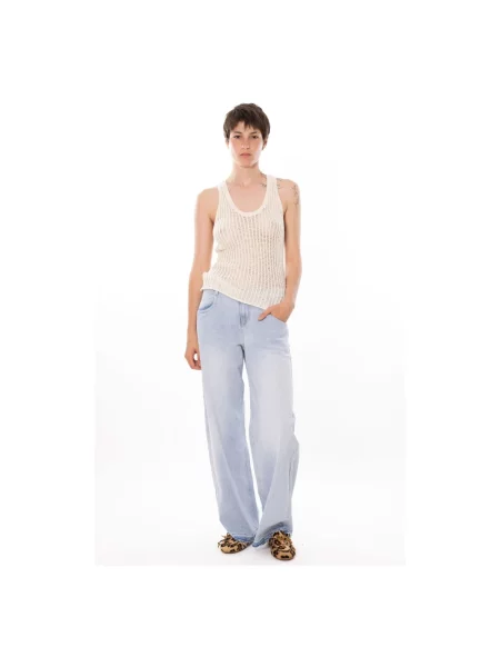 Dzianinowy top Cycle na ramiączkach biały