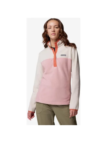 Polar Columbia Benton Springs Half Zip Snap Pull Over II Różowy XXL biały