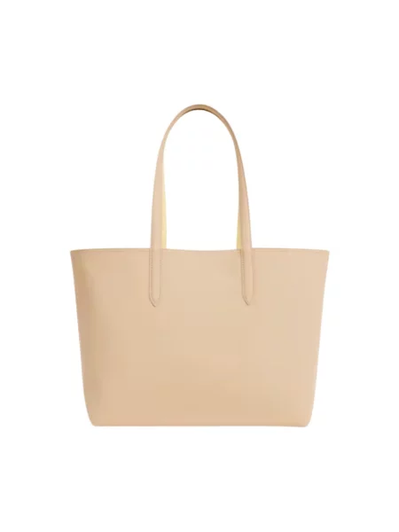 Shopperka Lacoste skórzana beżowa