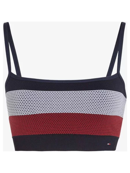 Tommy Hilfiger Bezszwowa koszulka na ramiączkach granatowa czerwona L biała