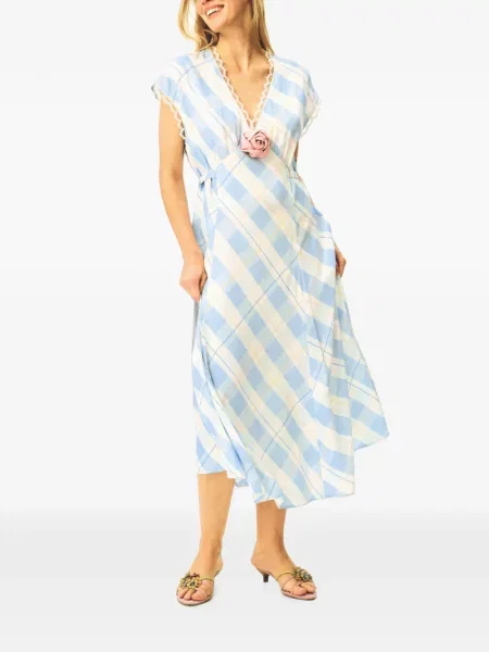 Rochie midi Sleeper cu model floral cu aplicații albastru