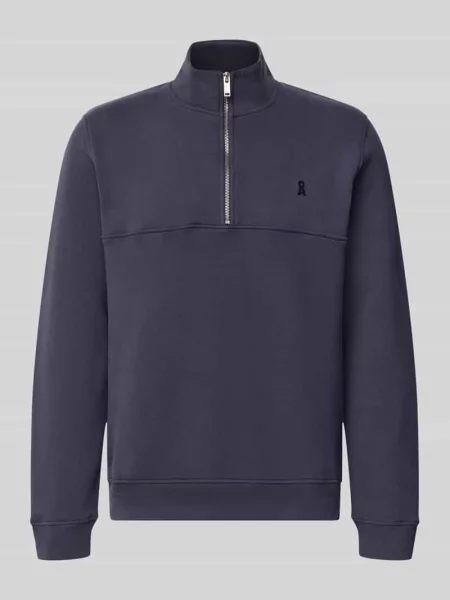 Bluza z kołnierzem o kroju regular fit z czystej bawełny model ‘WAARLO FLEECE’ Armedangels granatowa