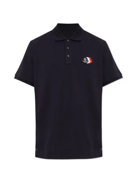 Scurt tricou polo Moncler cu autograf albastru