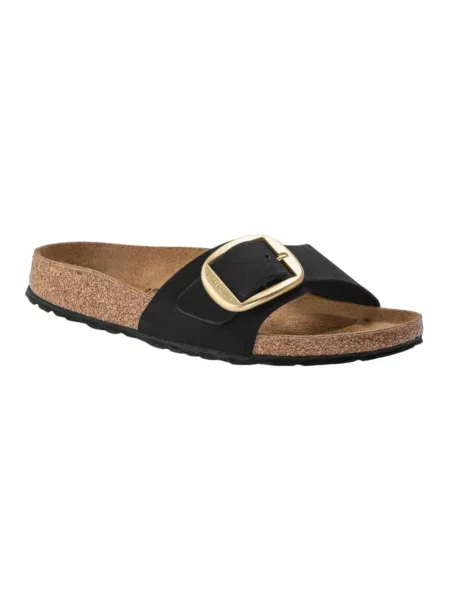 Klapki Birkenstock skórzane na sprzączkę czarne