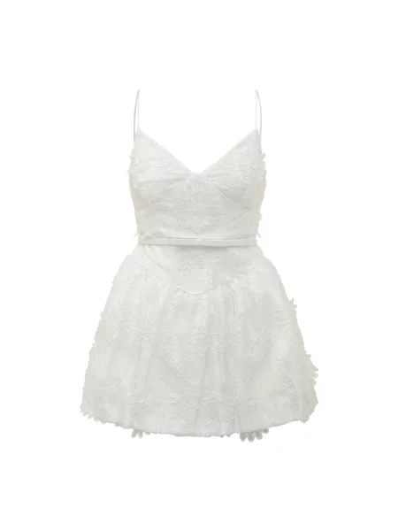 Mała sukienka mini Self-portrait z organzy garniturowa biała